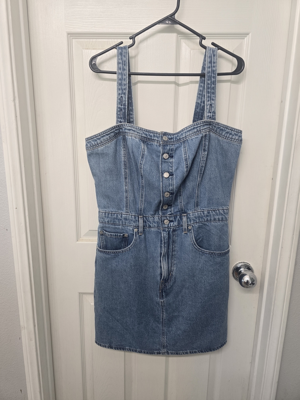 Levi's Light Blue Denim Mini Dress with Button Front